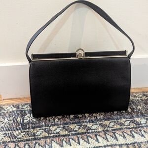 Vintage Paragon Montréal Black Leather Frame Shoulder Bag